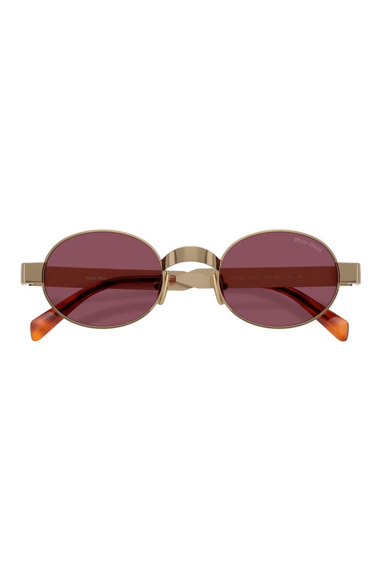 47mm Small Oval Sunglasses, Alternate, color, BRASS / DARK VIOLET