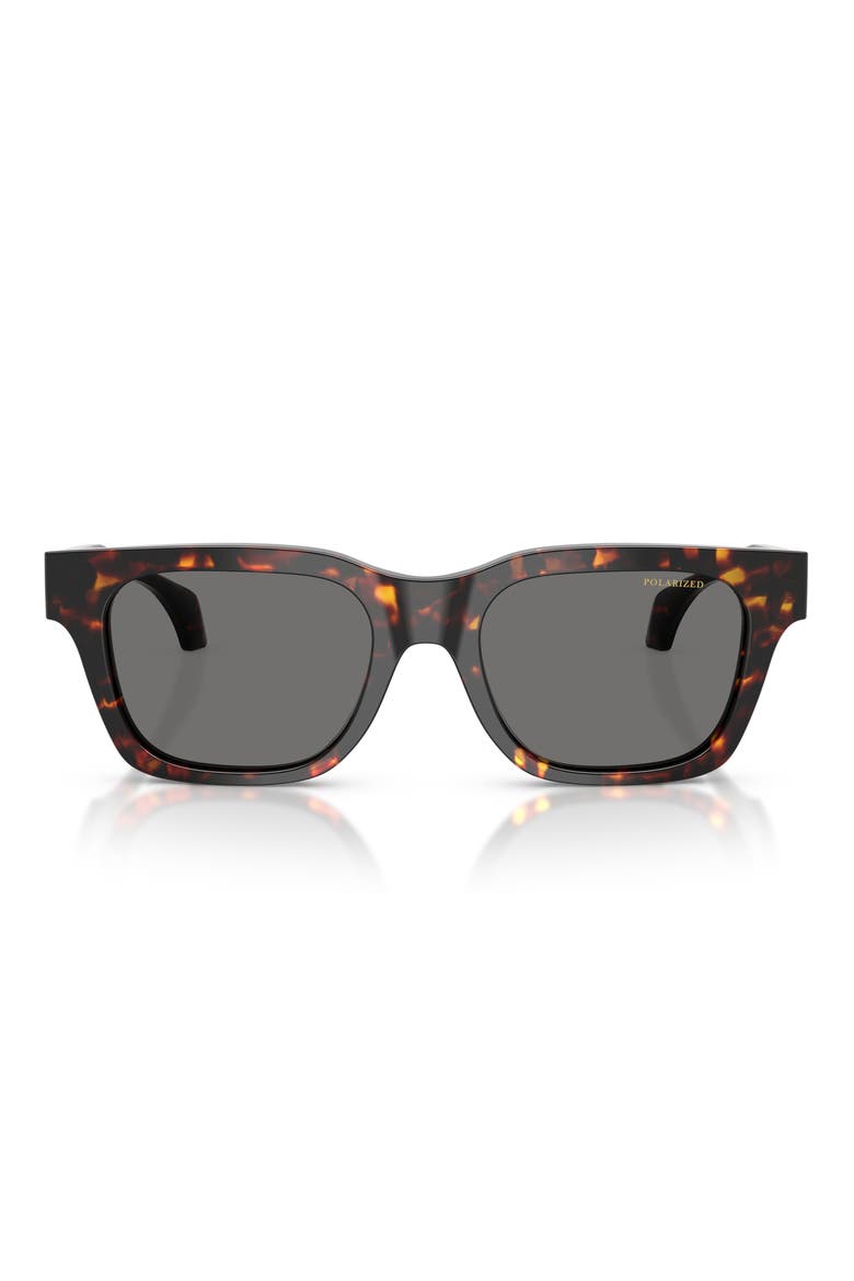 52mm Polarized Square Sunglasses, Main, color, HAVANA / DARK GREY POLAR