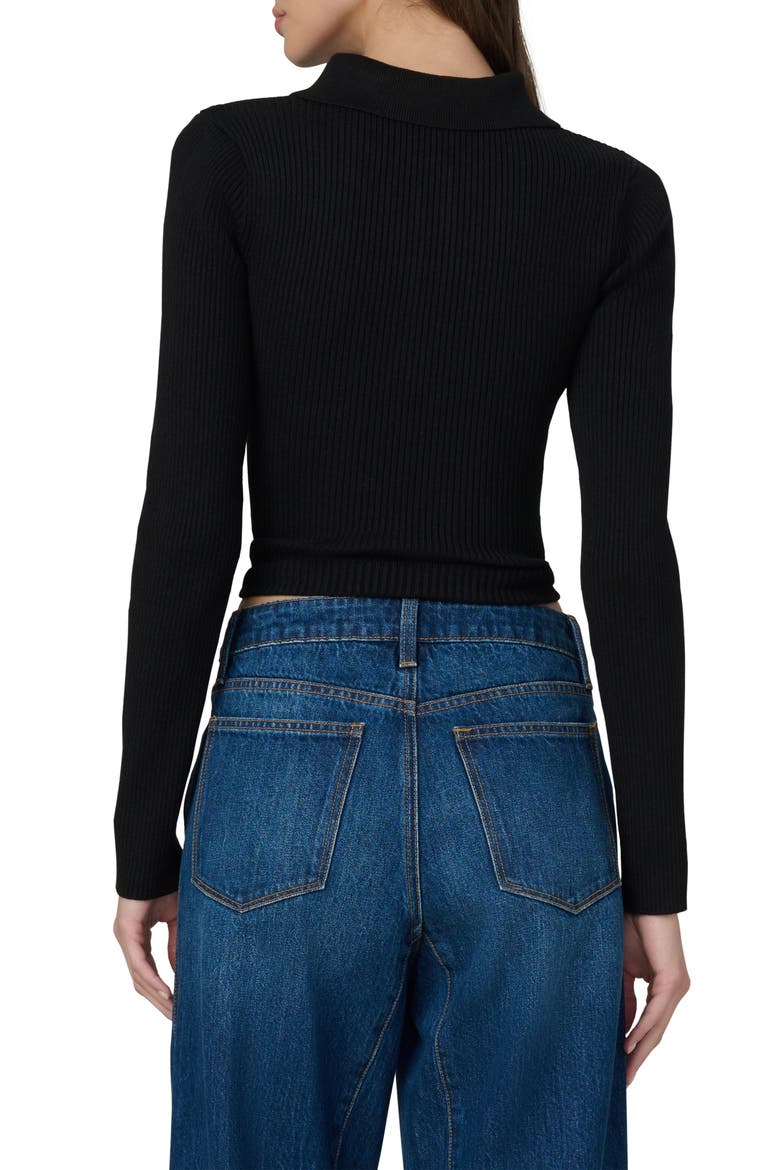 The Lisa Crop Rib Polo Sweater, Alternate, color, BLACK