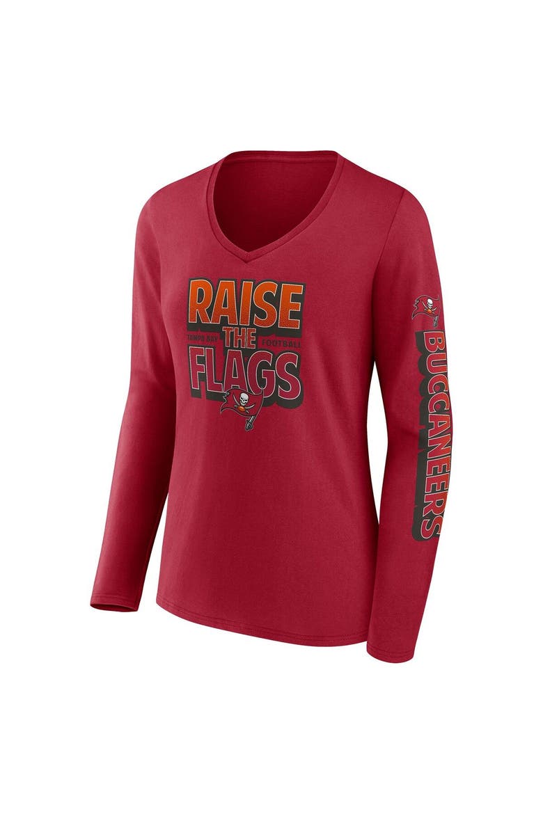 Women's Fanatics Branded Red Tampa Bay Buccaneers Hometown Sweep Long Sleeve V-Neck T-Shirt, Alternate, color, Red