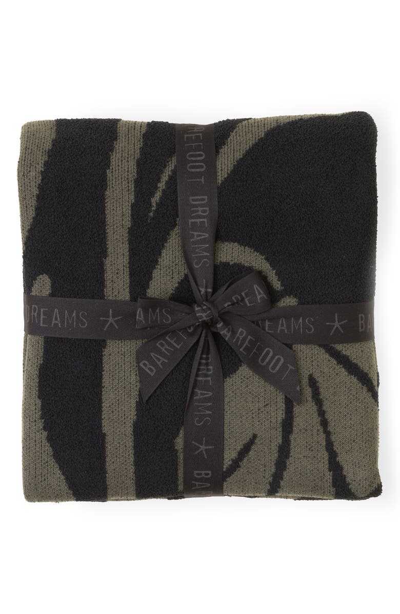 Barefoot Dreams<sup>®</sup> CozyChic<sup>®</sup> Desert Bloom Throw Blanket, Main, color, Dark Olive/ Black