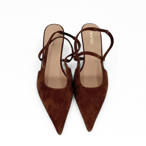 Amie Rafa Connie Slingback Suede Heels In Brown