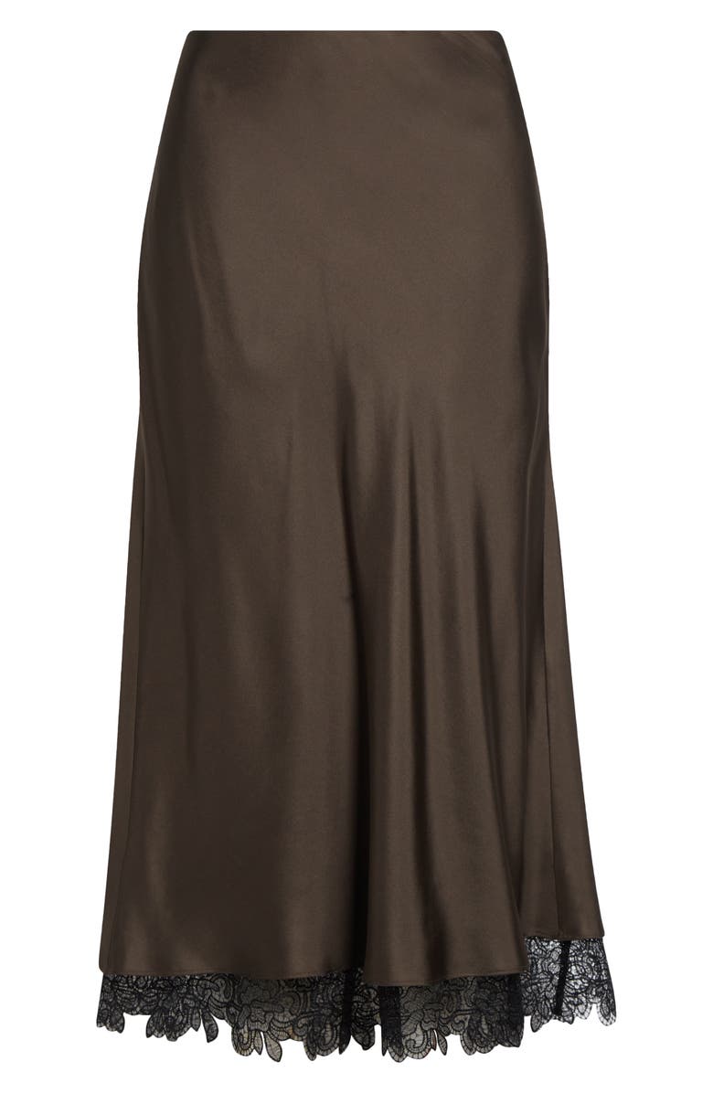 Róhe Lace Trim Silk Midi Skirt, Alternate, color, Earth