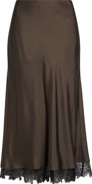 Róhe Lace Trim Silk Midi Skirt