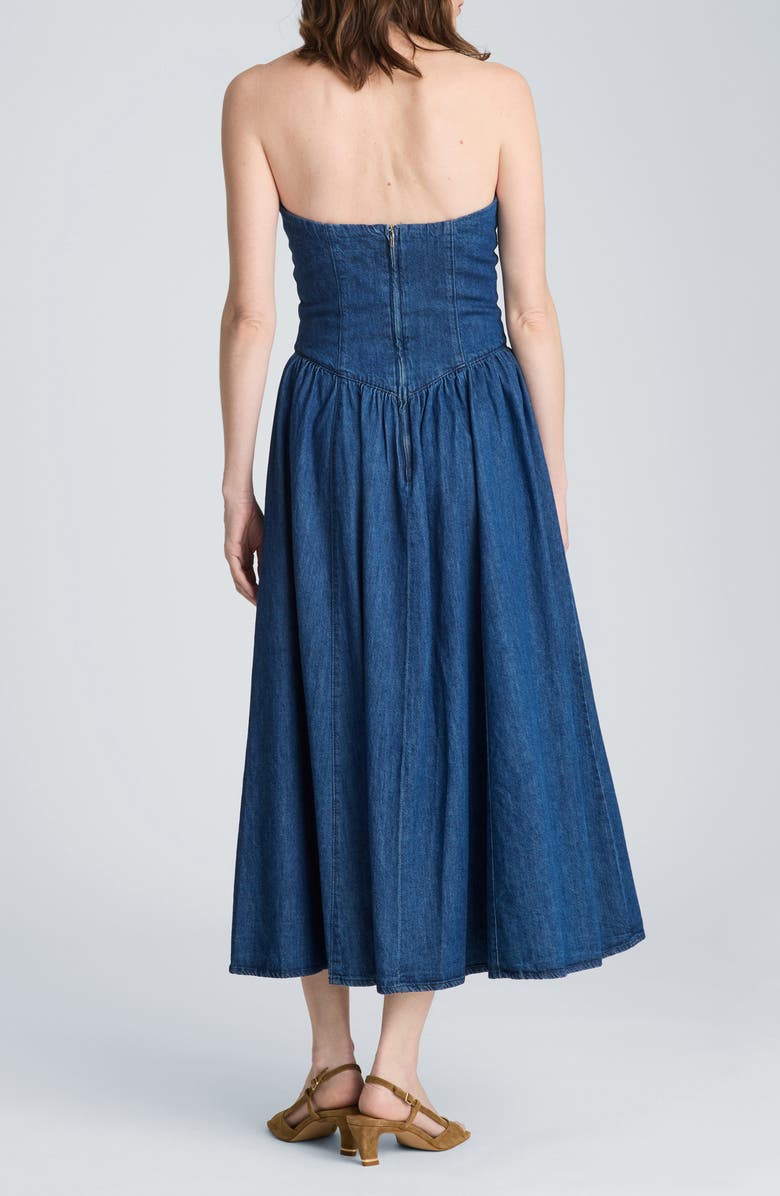 Kenneth Cole Bustier Strapless Denim Maxi Dress, Alternate, color, Aries Wash