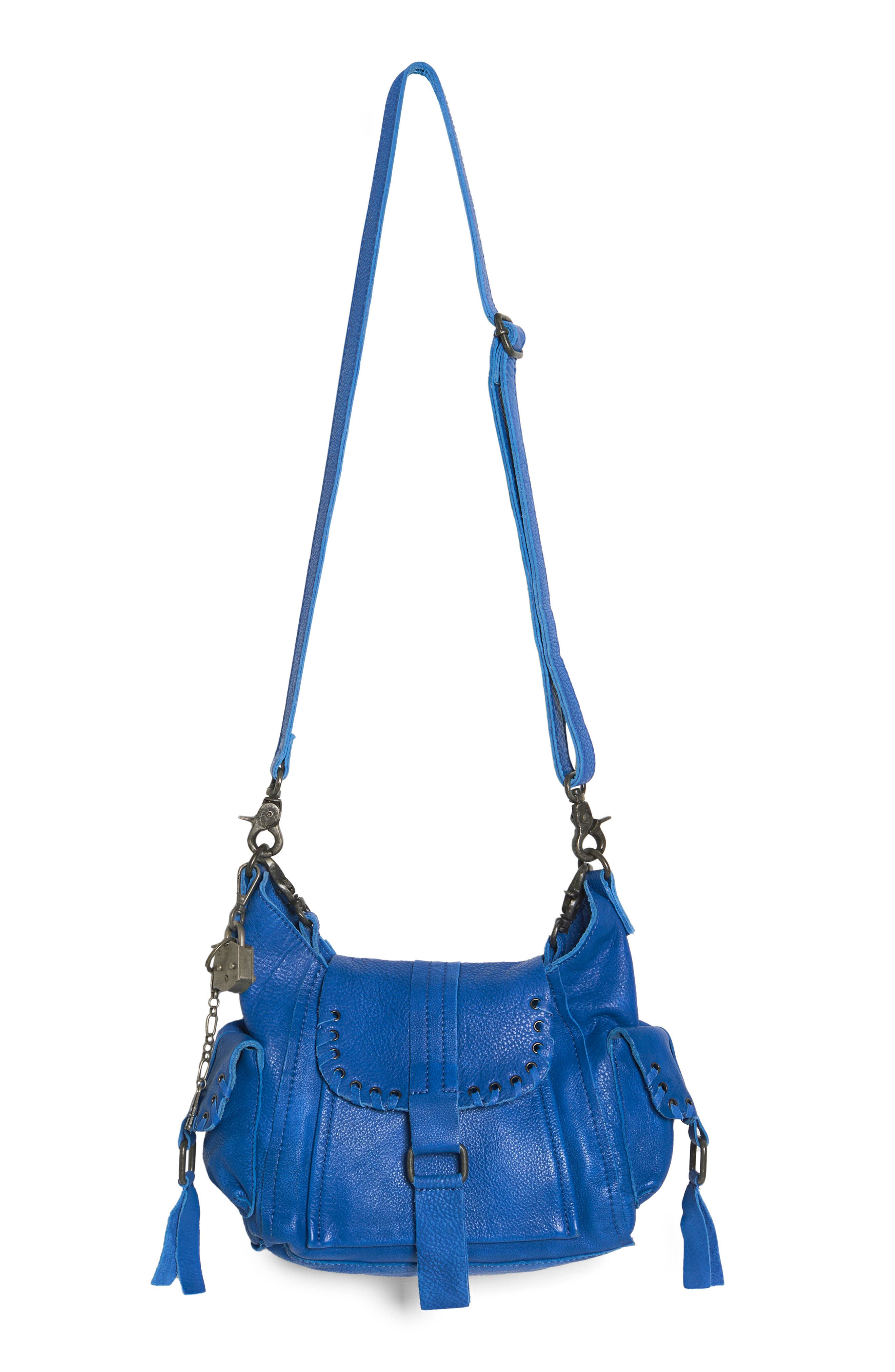 Free People We the Free Baby Leigh Leather Crossbody Bag, Main, color, Sapphire