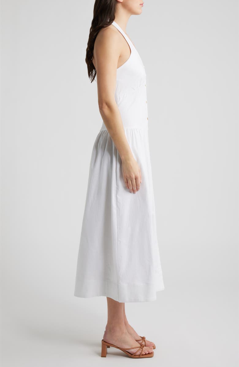 Bernardo Linen Blend Halter Maxi Dress, Alternate, color, Bright White