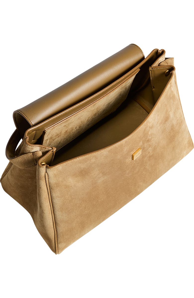 Khaite Audrey Suede Top Handle Bag, Alternate, color, Mud