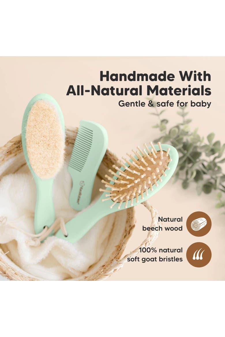 Baby Hair Brush and Comb Set, Alternate, color, Sage