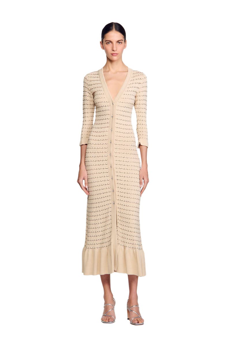 SANDRO Rhinestone knit maxi dress, Alternate, color,