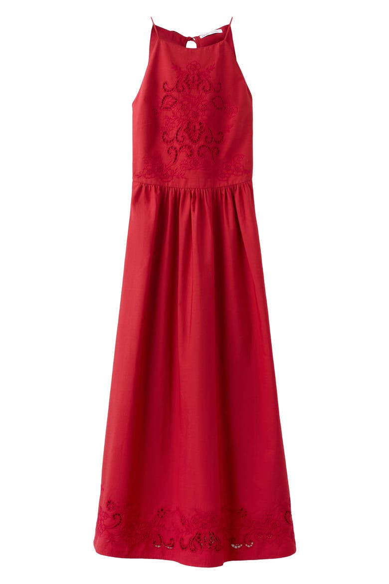 Embroidered Detail Cotton Dress, Main, color, RED