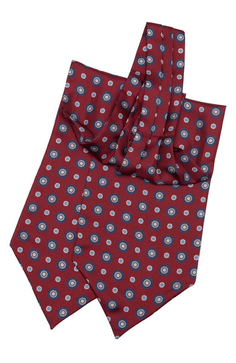 Elizabetta Burano - Silk Ascot Cravat Tie for Men, Alternate, color, Burgundy