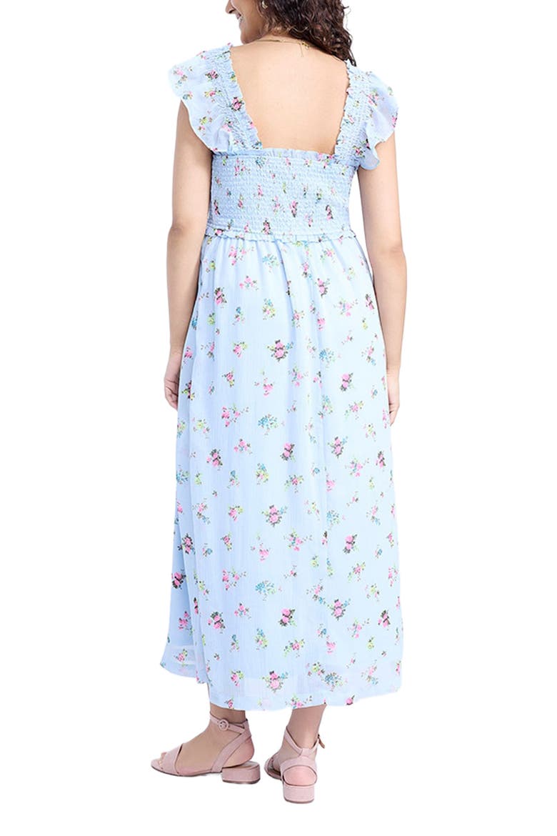 Sleeveless Ruffle Shoulder Smocked Maxi Dress, Alternate, color, Skyway Ditsy Floral