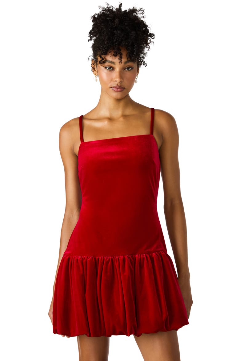 Giovanna Bubble Hem Minidress, Alternate, color, RED VELVET