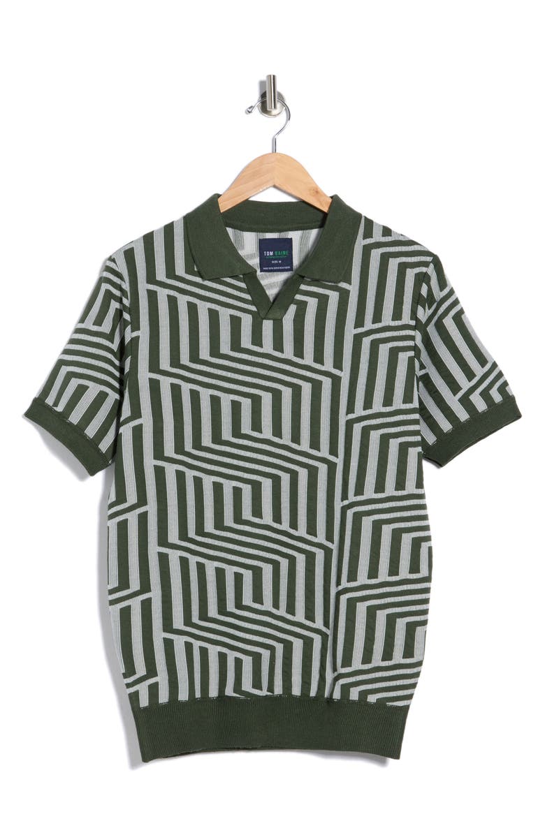 TOM BAINE Johnny Collar Knit Polo Sweater, Main, color, Green