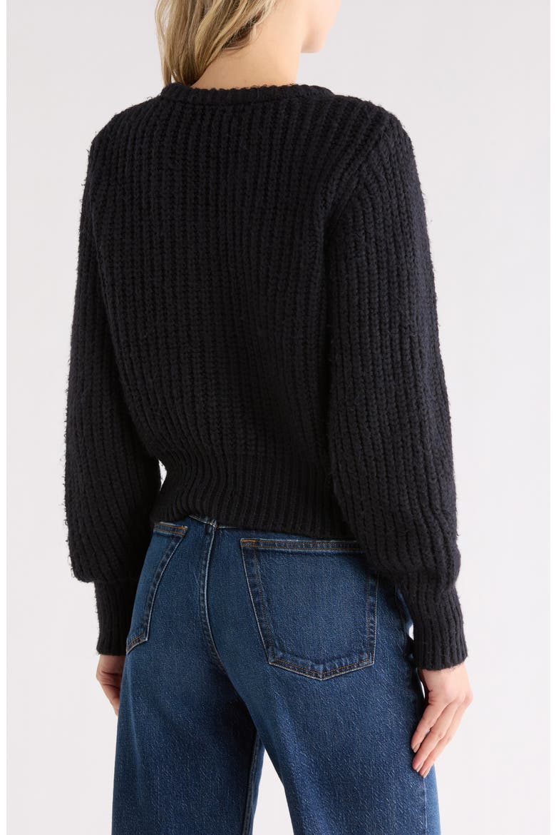 Flower Appliqué Cardigan, Alternate, color, BLACK