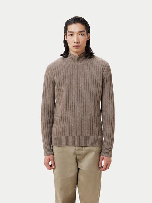 Gobi Mongolian Cashmere Organic Color Textured Knit Cashmere Sweater In Taupe