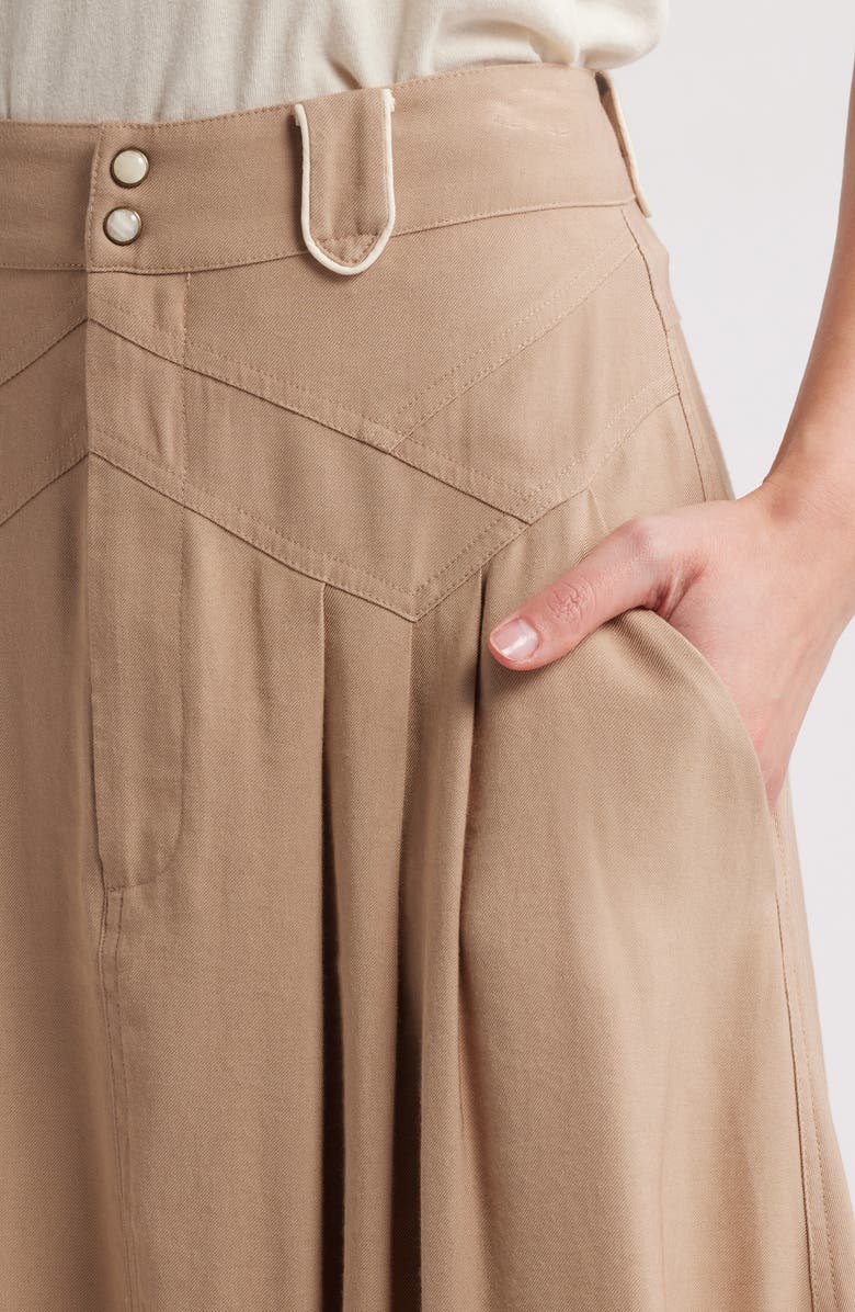 THE GREAT. The Western Field Midi Skirt, Alternate, color, Barley