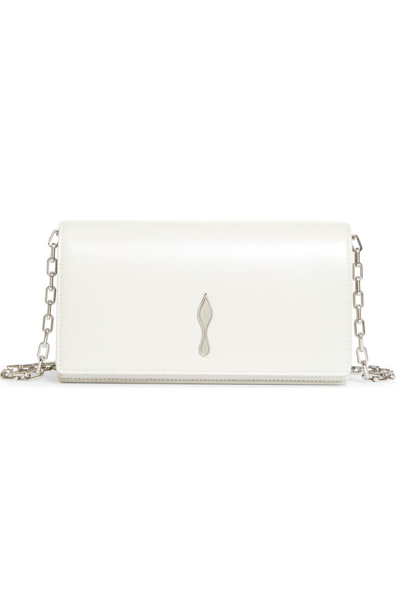 Christian Louboutin Bettina Leather Clutch, Main, color, White/ Silver