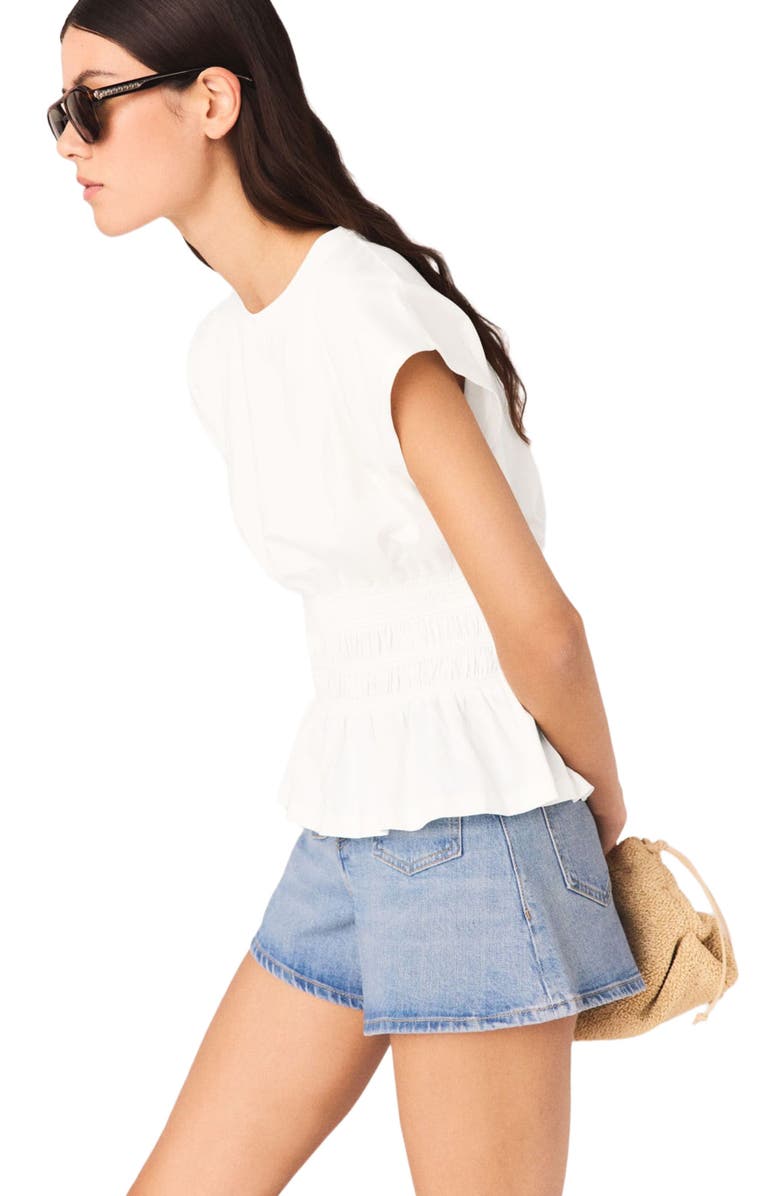 maje Fitted pleated T-shirt, Alternate, color, White