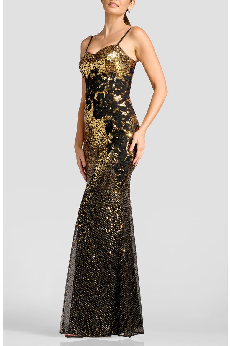 Giovanna Sequin Sleeveless Mermaid Gown, Alternate, color, GOLD MULTI