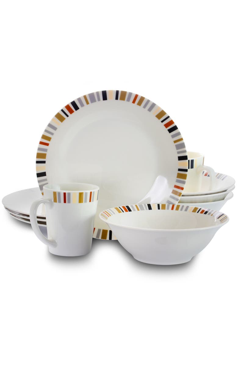 Gibson 12 Piece Lanvale Fine Ceramic Dinnerware Set For 4, Alternate, color, White