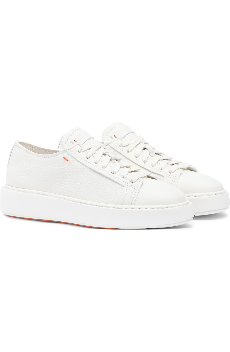 Santoni Women's tumbled leather sneaker, Main, color, White