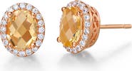 Lafonn Classic Genuine Citrine Simulated Diamond Gem Stud Earrings