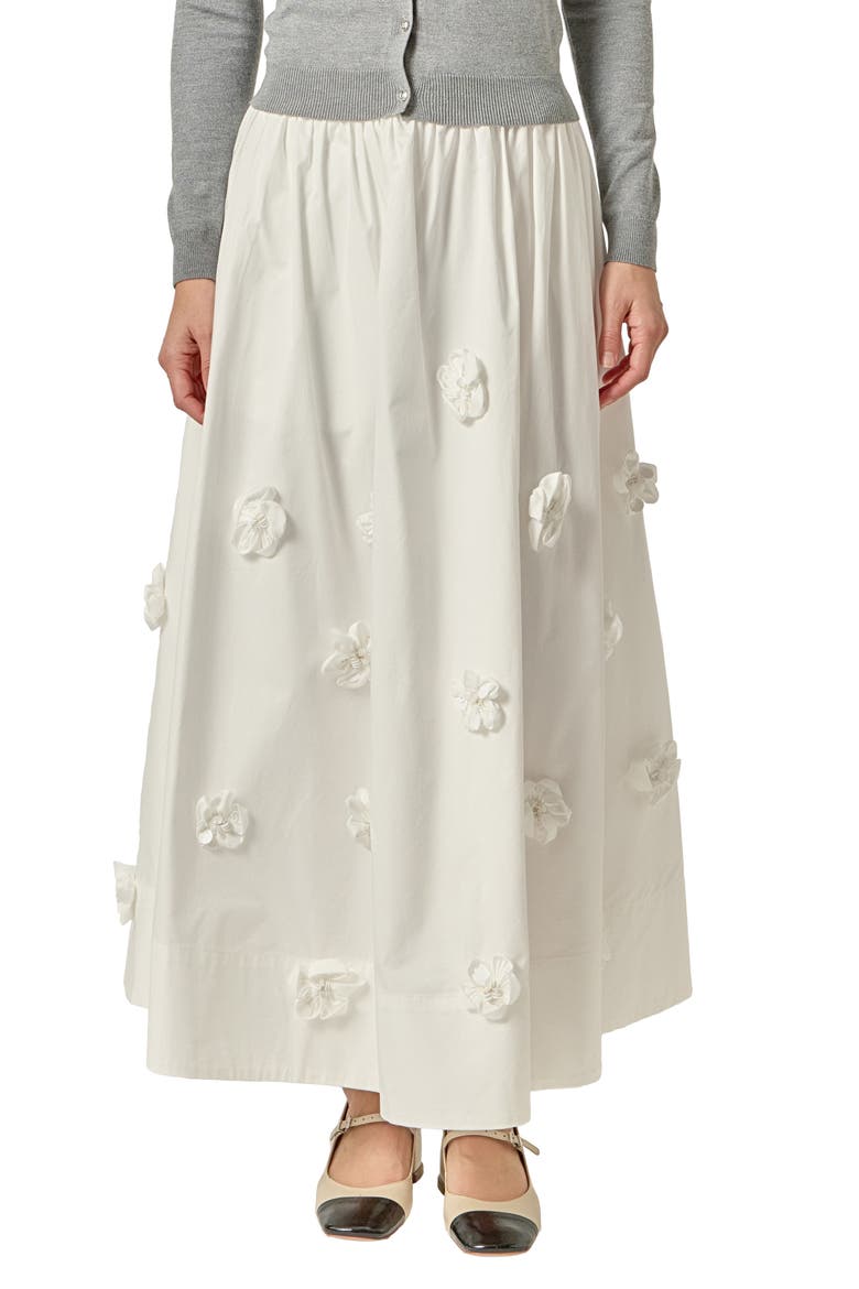 3D Flower Maxi Skirt, Main, color, WHITE