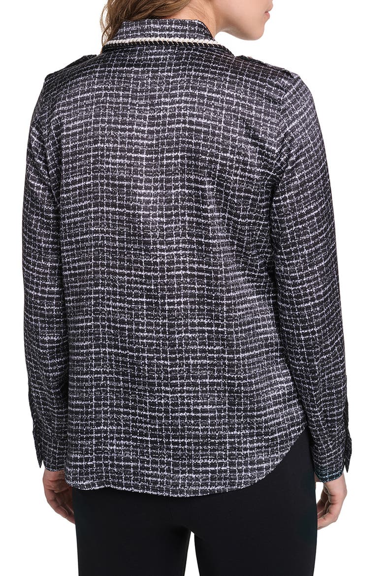 Tweed Print Long Sleeve Shirt, Alternate, color, BLACK/ SOFT WHITE MULTI