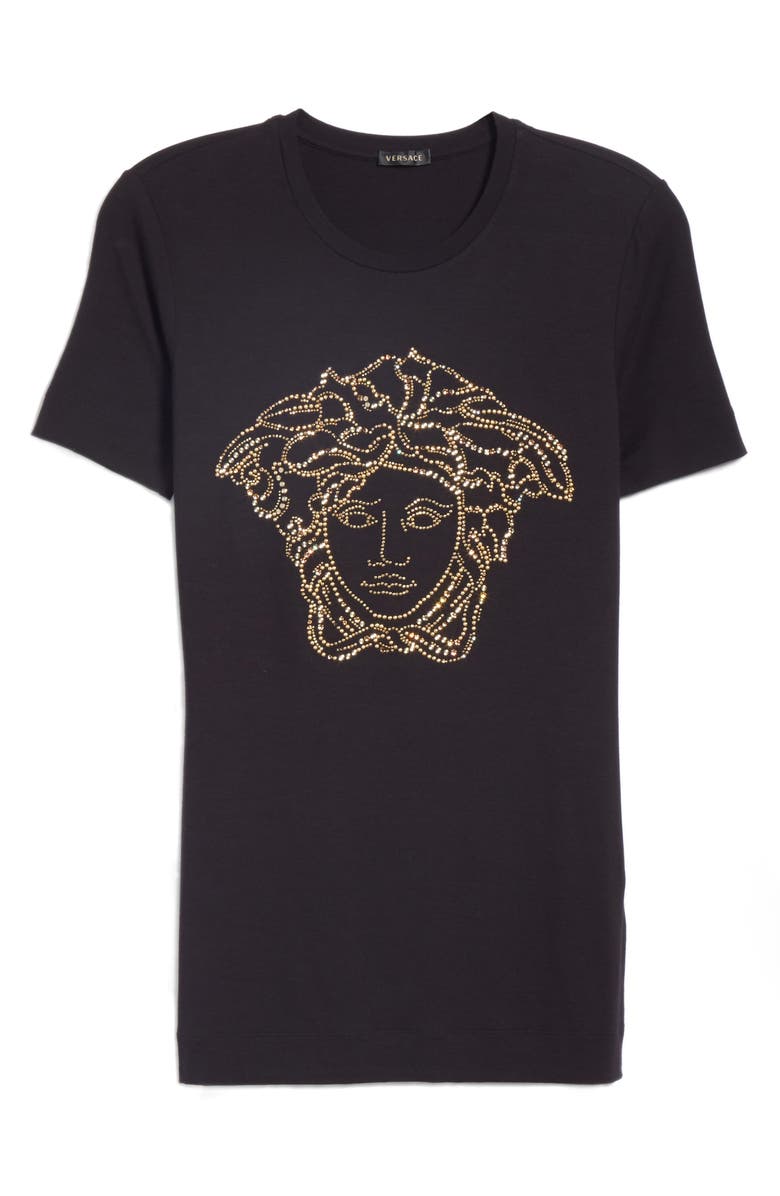 Versace Embellished Medusa Graphic Tee, Alternate, color,
