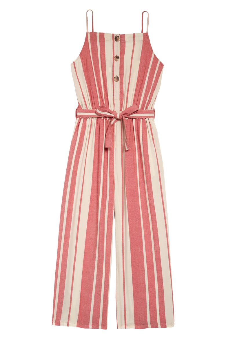 Kids' Stripe Woven Jumpsuit, Main, color, RED MUM STRIPE