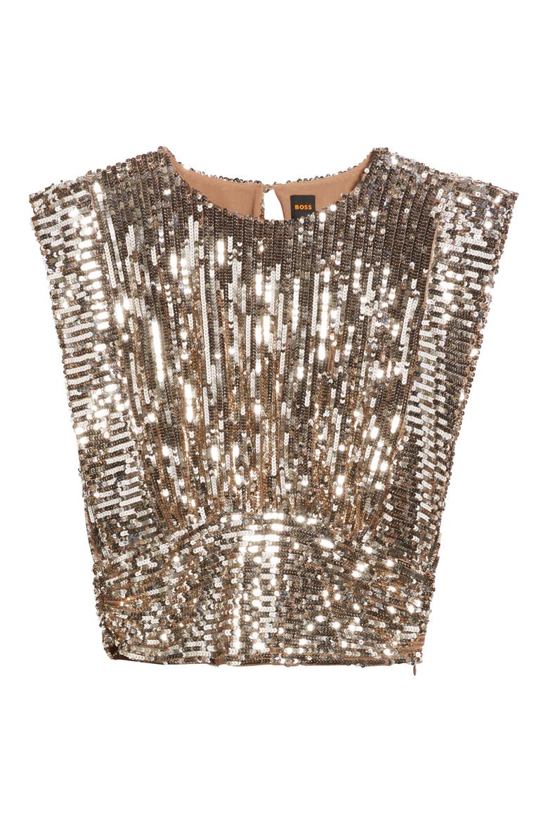 Illana Sequin Crop Top, Alternate, color, ORGE