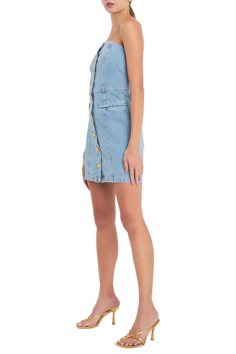 Denim Tube Minidress, Alternate, color, LIGHT BLUE