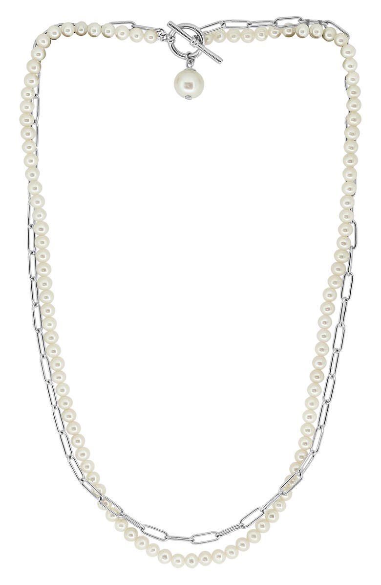 EFFY Sterling Silver Cultured Freshwater Pearl Double Strand Necklace, Main, color, White