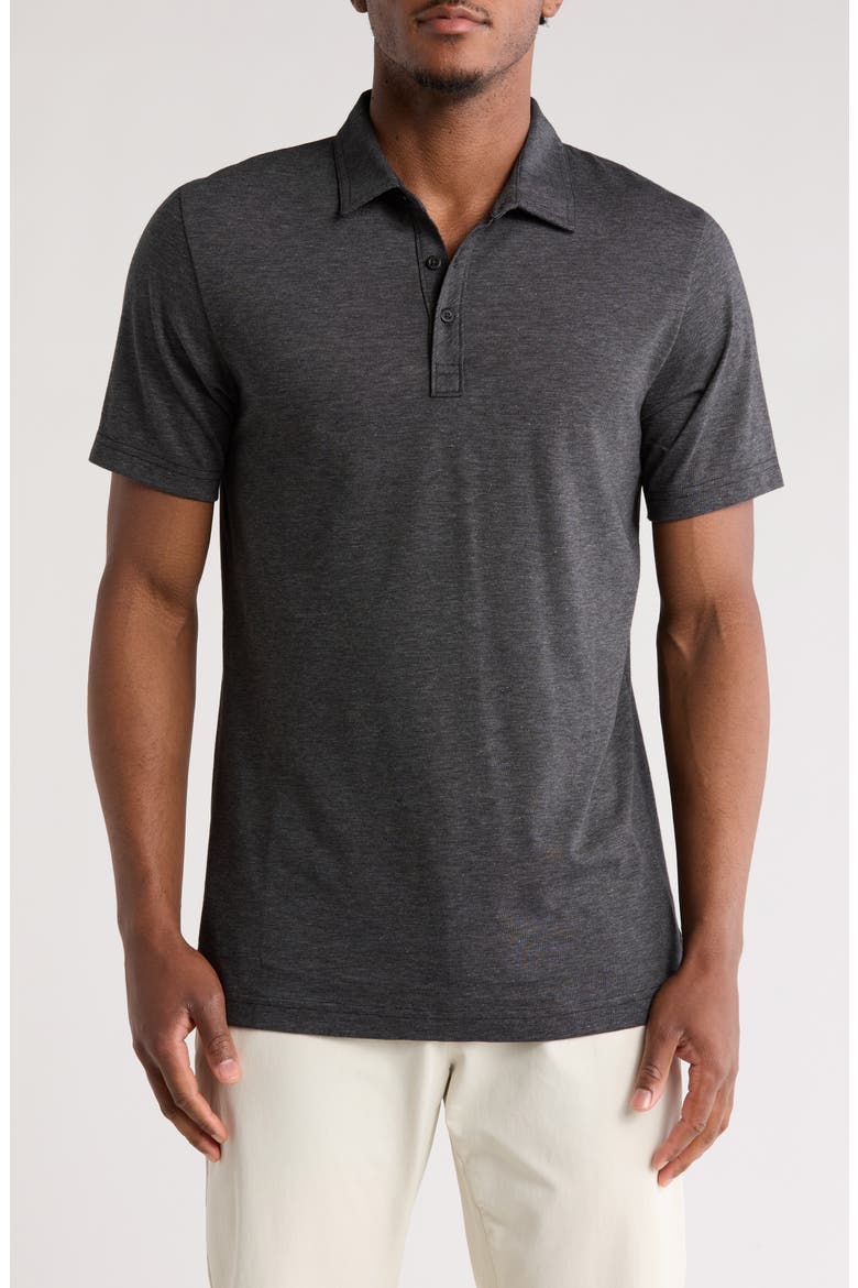 TRAVIS MATHEW The Zinna Polo Shirt, Main, color, HEATHER BLACK