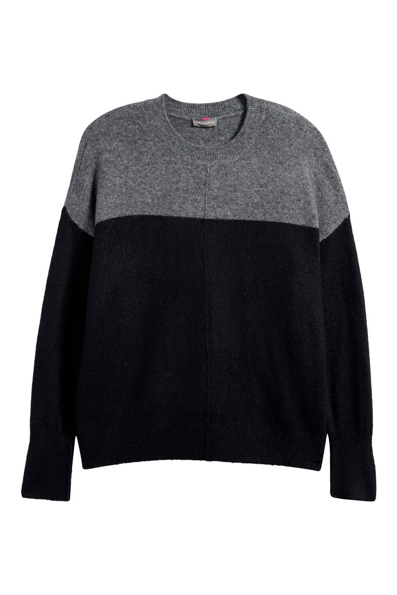 Extended Shoulder Colorblock Sweater, Alternate, color, RICH BLACK
