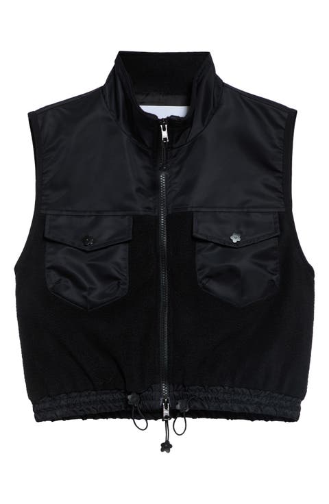 Caspen Mixed Media Crop Fleece Vest