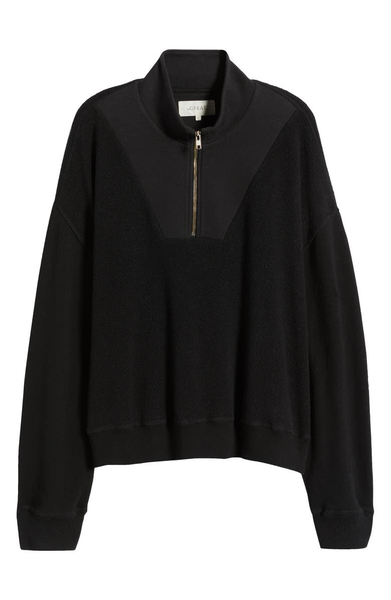 THE GREAT. The Slouch Mixed Media Half-Zip Pullover, Alternate, color, 
