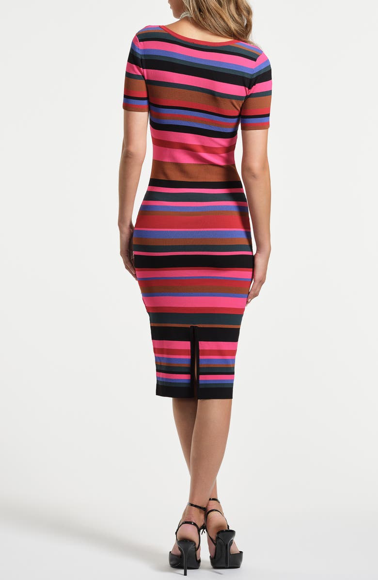 Isaac Mizrahi New York Stripe Body-Con Sweater Dress, Alternate, color, Pink/Black Multi