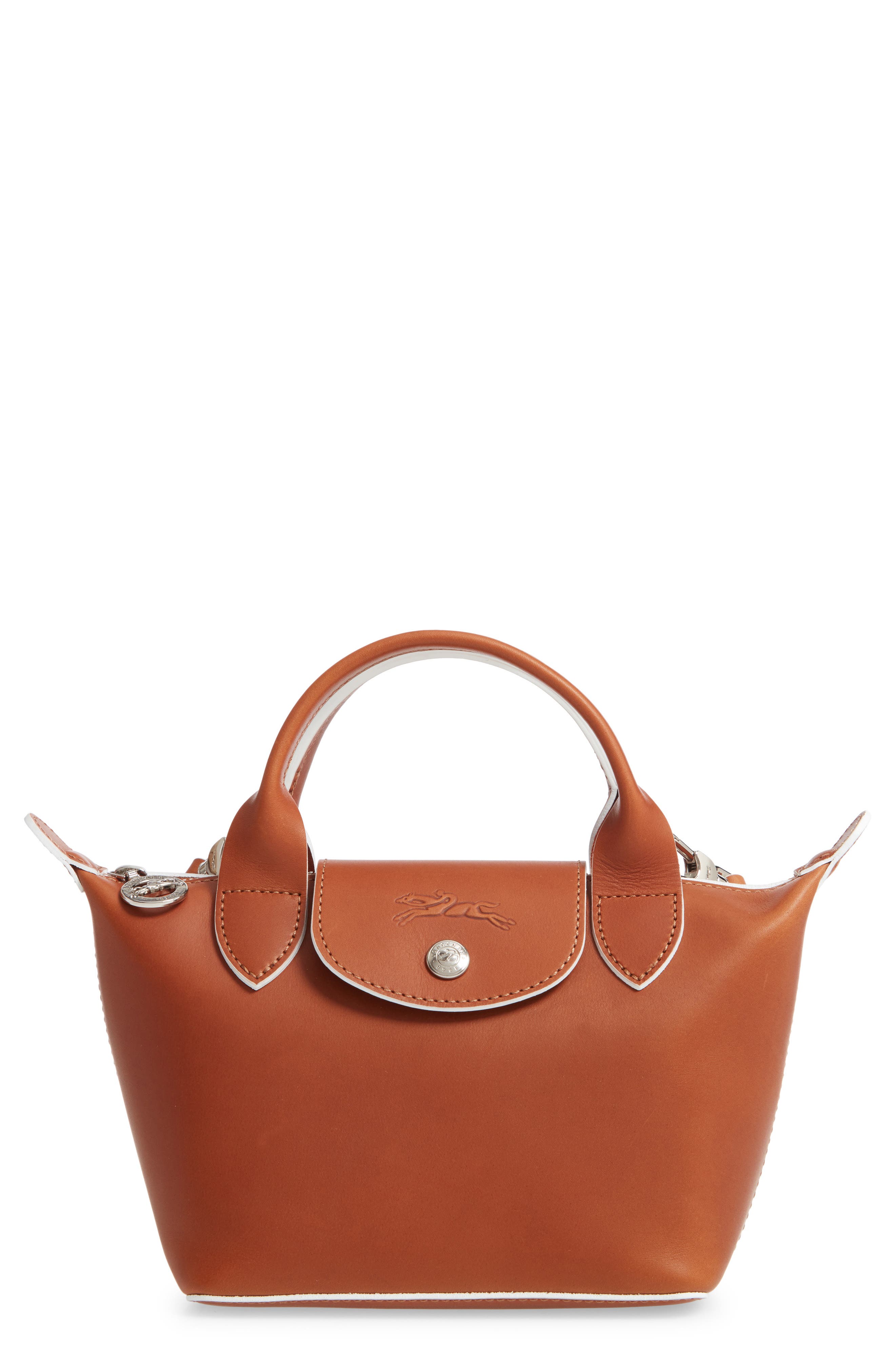 La Pliage Cuir Small Leather Top Handle Bag, Main, color, COGNAC
