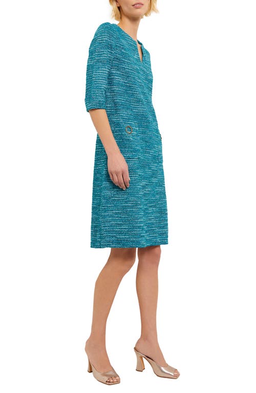 Misook Patch Pocket Shift Dress - Heritage Fit In French Blue/new Ivory/black