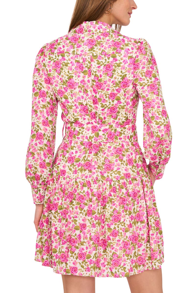 CeCe Floral Long Sleeve Belted Shirtdress, Alternate, color, Floret Pink