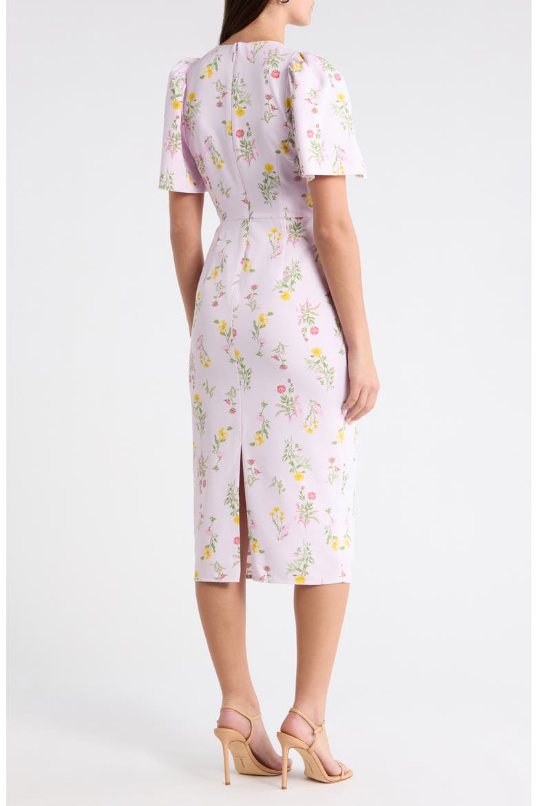 Margote Floral Bow Midi Dress, Alternate, color, BLUSH-PINK