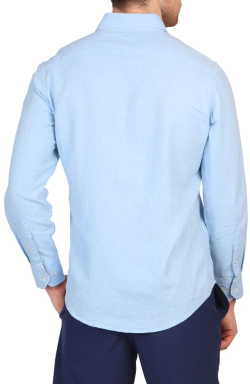 Tailorbyrd Linen Blend Button-down Shirt In Light Blue