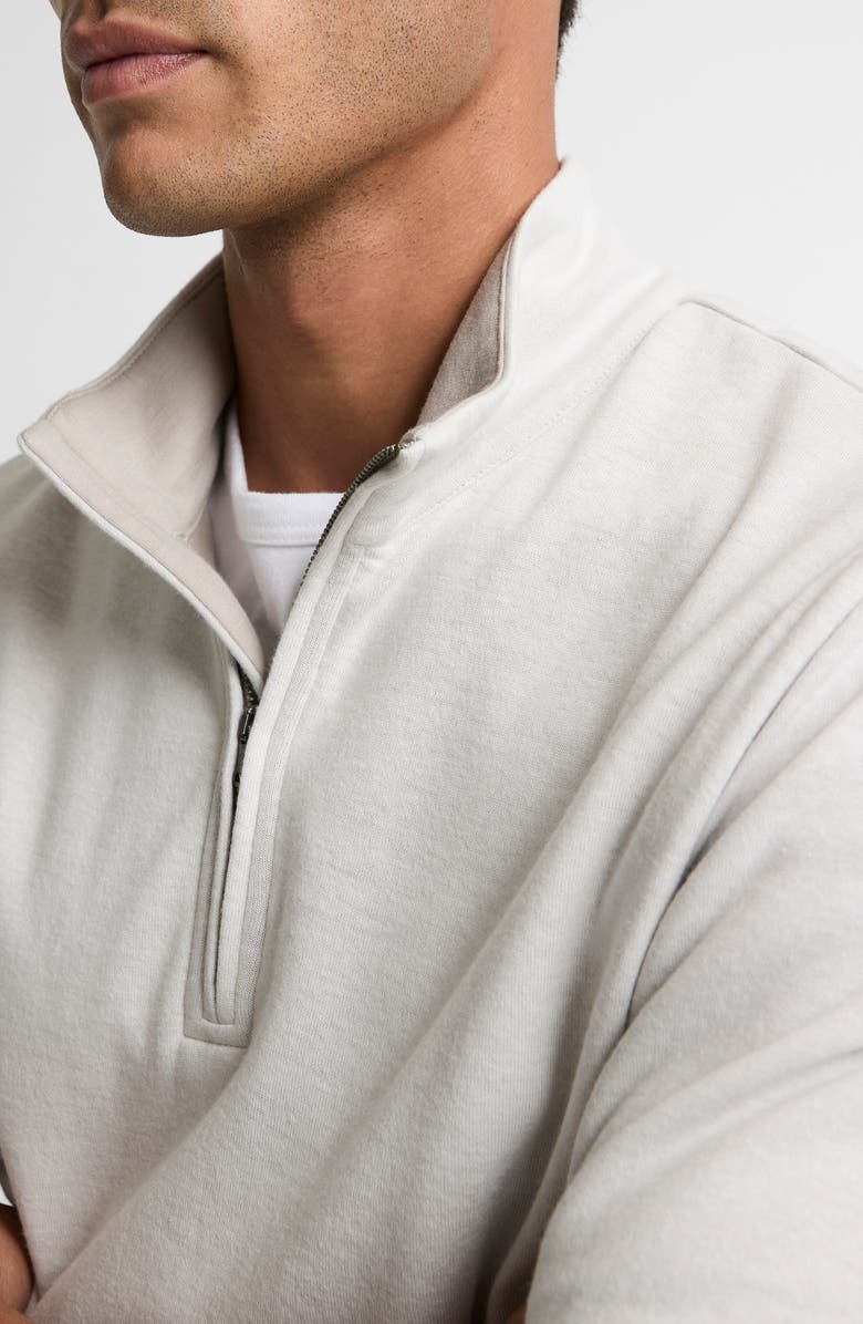 Vince Double Face Cotton Blend Quarter Zip Pullover, Alternate, color, Off White/ Jet