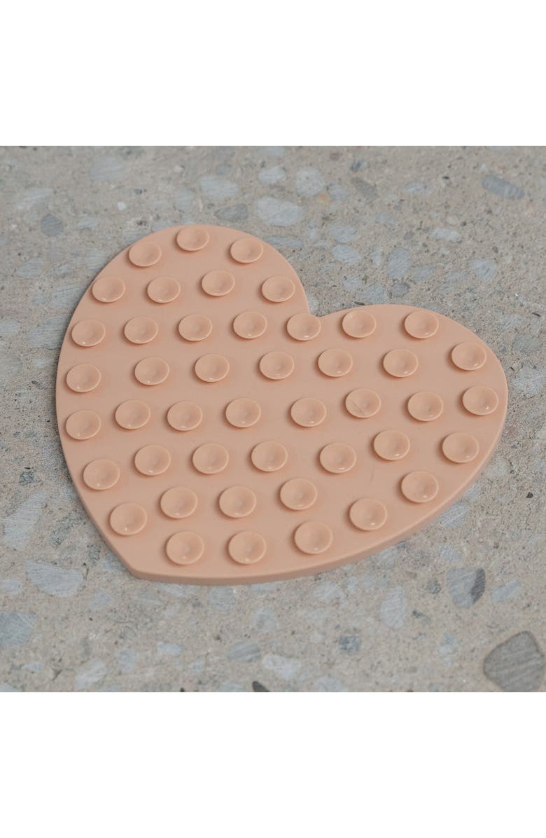 Dexypaws Enrichment Lick Mat Blush Pink Heart Grooved Silicone, Alternate, color, Pink