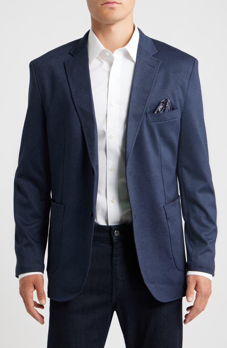 Johnston & Murphy XC Flex<sup>®</sup> Microcheck Knit Sport Coat, Main, color, Navy