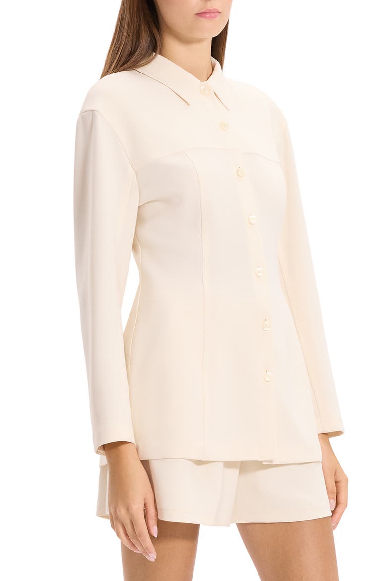 Sculpted Seam Long Sleeve Button-Up Shirt, Alternate, color, RICE