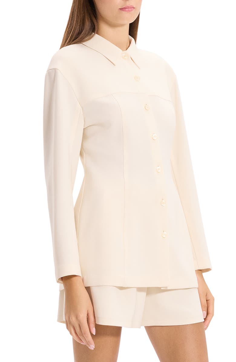 Theory Sculpted Seam Long Sleeve Button-Up Shirt, Alternate, color, Rice